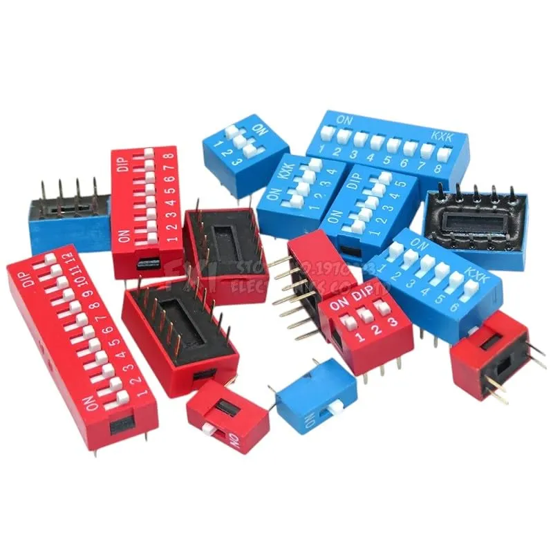 10PCS Slide Type Switch Module 1~12 Bit 2.54mm Position Way Dip Blue Pitch Toggle Snap for PCB 8PIN 6PIN New 2025 High Reliable Electronic Component, Precision, Stable Performance