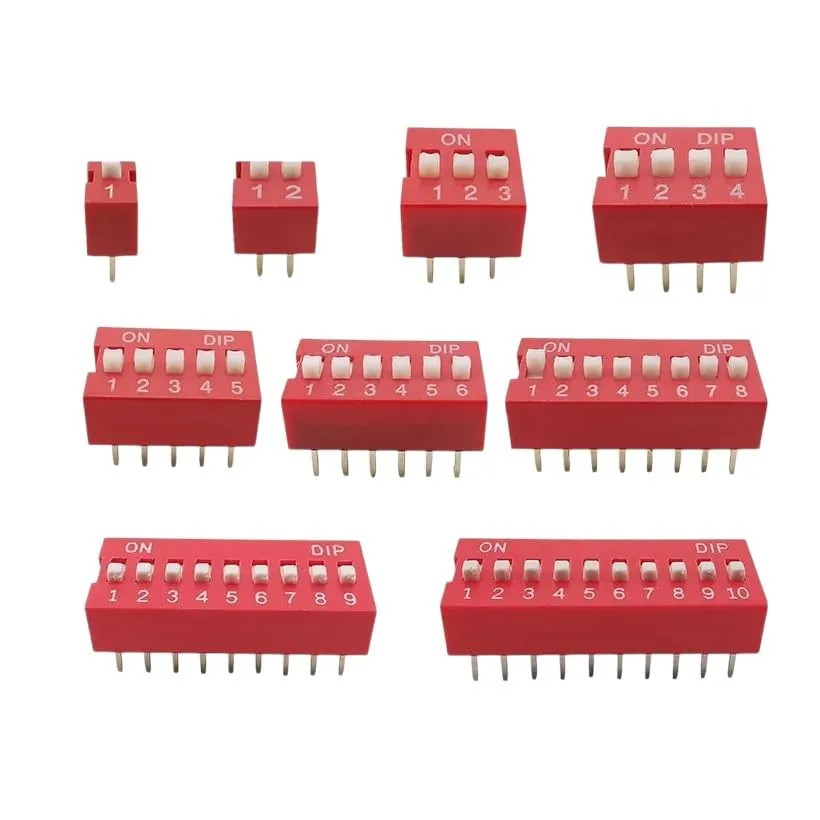 10Pcs Slide Type Switch Modules 1/2/3/4/5/6/8/9/10 Pin 2.54mm Position Way Pitch Toggle Dip Red Snap Dial Switchs New 2025 High for Reliable Electronic Component, Precision, Stable Performance
