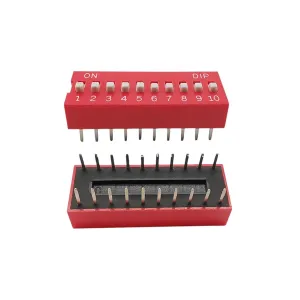 10pin-10pcs-Red10Pcs Slide Type Dip Switch Module 1/2/3/4/5/6/8/10Pin Position Way 2.54mm Pitch Red Toggle Blue Snap New 2025 High for Reliable Electronic Component