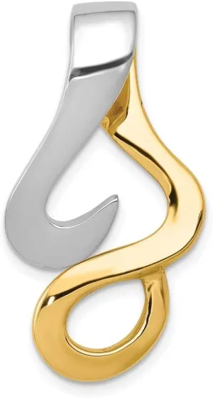 14K Two-Tone Gold 33x16mm Reversible Fancy Omega Slide Pendant