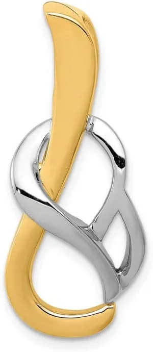 14K Two-Tone Gold 34x13mm Fancy Omega Slide Pendant, Yellow, QG-SL313