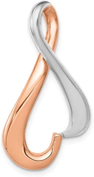 14K Two-Tone Gold Fits up to 4mm Regular, 6mm Omega 35x17mm Fancy Slide Pendant