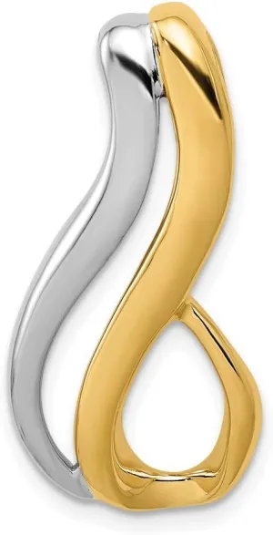 14K Two-Tone Gold Fits up to 6mm Reg/Fancy/Reversible Omega 30x14mm Slide Pendant