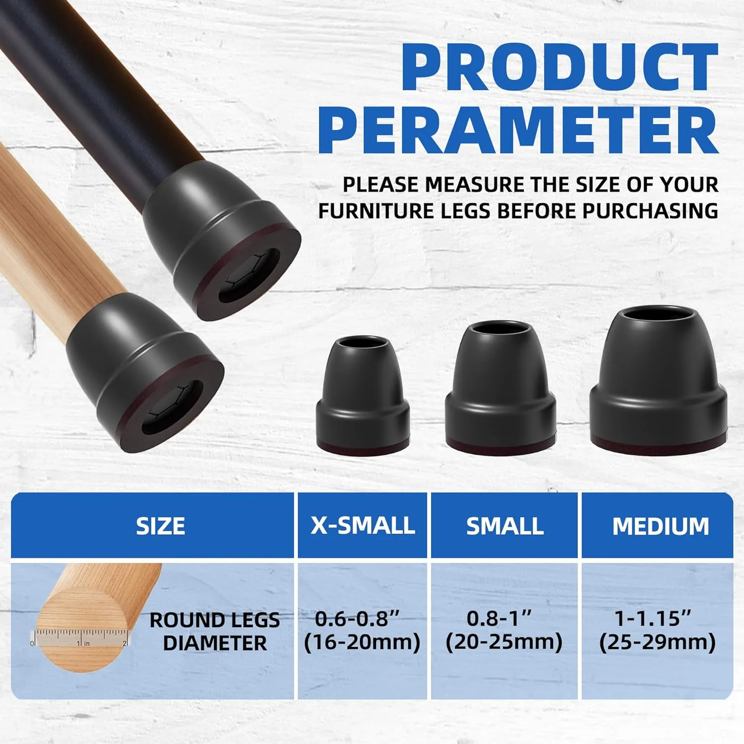 2025 Upgraded Small Chair Leg Floor Protectors for Hardwood Floors, Black Chair Leg Caps with Felt, 16 Pcs Furniture Leg Feet Covers Protect Floors from Scratches Easy Slide/Non Slip (Fit 0.8"-1")