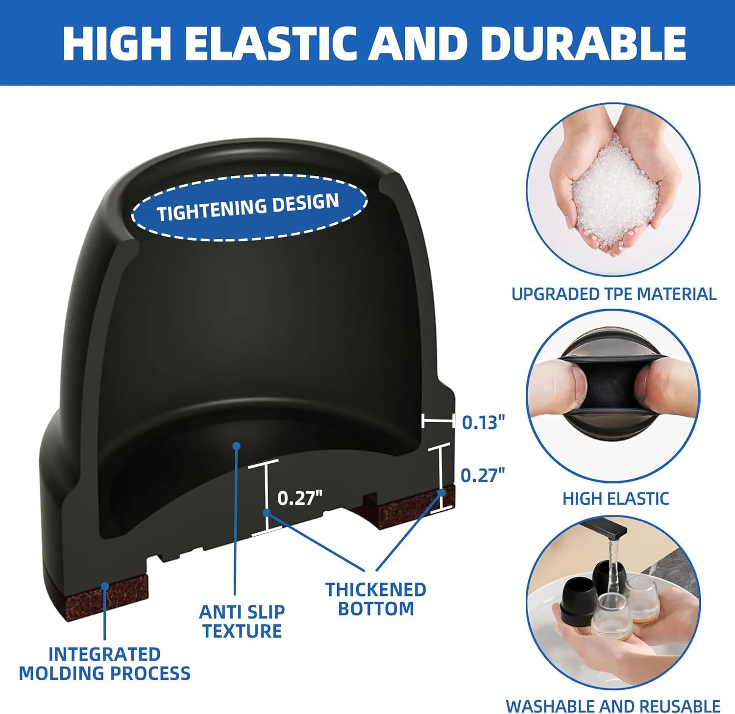 2025 Upgraded Small Chair Leg Floor Protectors for Hardwood Floors, Black Chair Leg Caps with Felt, 16 Pcs Furniture Leg Feet Covers Protect Floors from Scratches Easy Slide/Non Slip (Fit 0.8"-1")