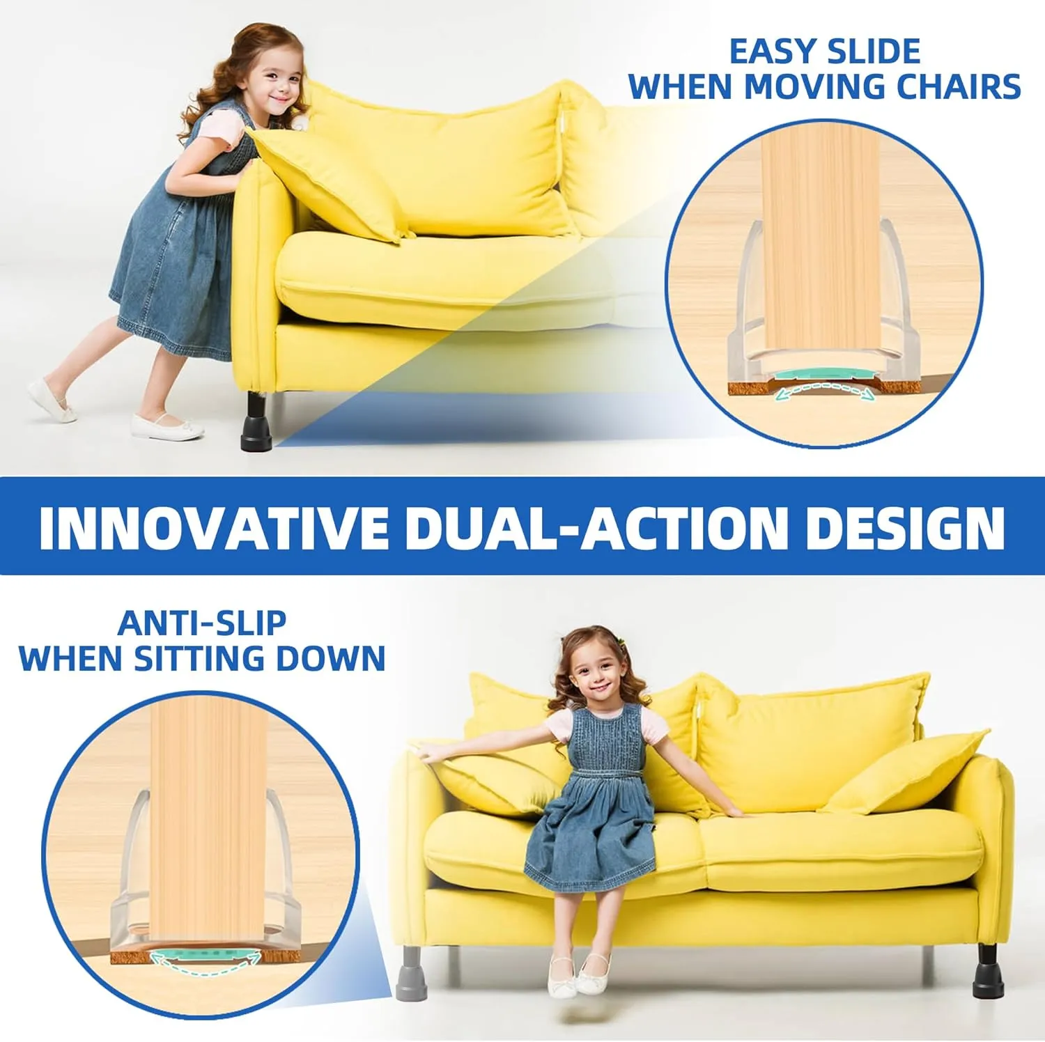 2025 Upgraded Small Chair Leg Floor Protectors for Hardwood Floors, Black Chair Leg Caps with Felt, 16 Pcs Furniture Leg Feet Covers Protect Floors from Scratches Easy Slide/Non Slip (Fit 0.8"-1")