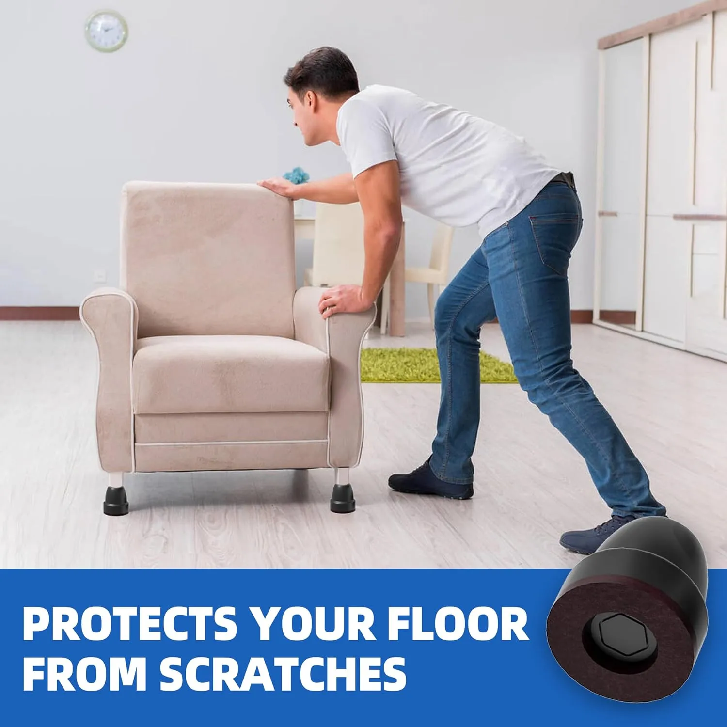 2025 Upgraded Small Chair Leg Floor Protectors for Hardwood Floors, Black Chair Leg Caps with Felt, 16 Pcs Furniture Leg Feet Covers Protect Floors from Scratches Easy Slide/Non Slip (Fit 0.8"-1")