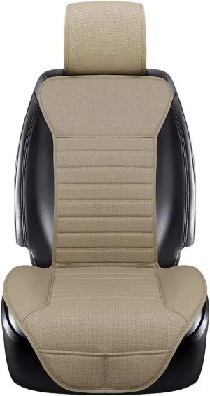 (2PCS Driver and Passenger Seat Cover PU Leather Seat Covers Universal Car Seat Covers Front seat Protector Covers Fit Most Sedans &Truck &SUV (2 PCS Beige)