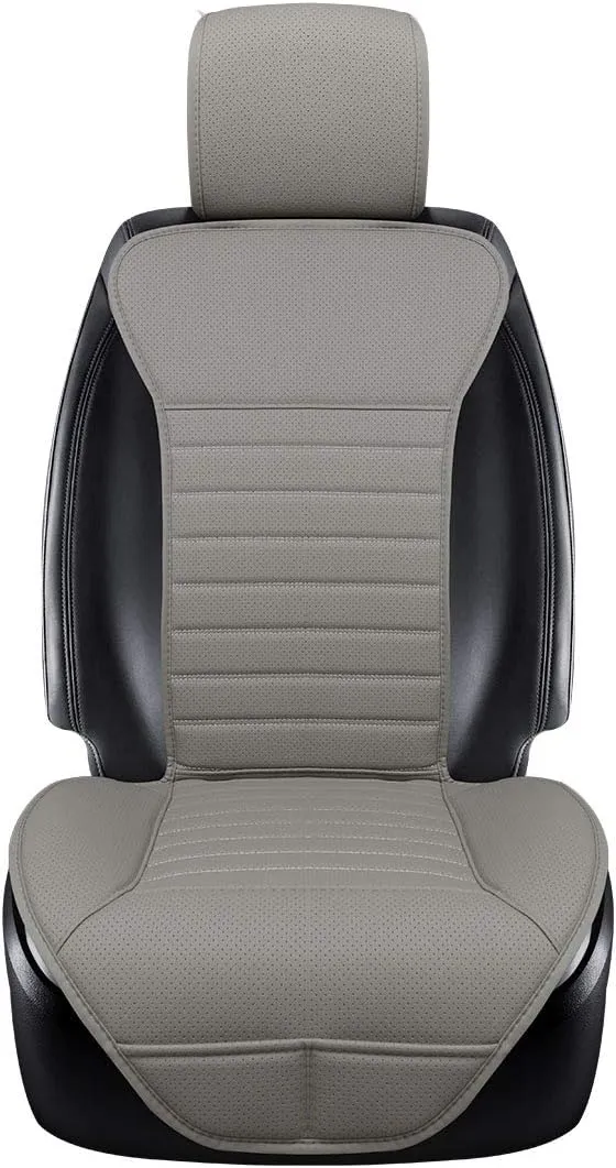 (2PCS Driver and Passenger Seat Cover PU Leather Seat Covers Universal Car Seat Covers Front seat Protector Covers Fit Most Sedans &Truck &SUV (2 PCS Gray-Taupe)
