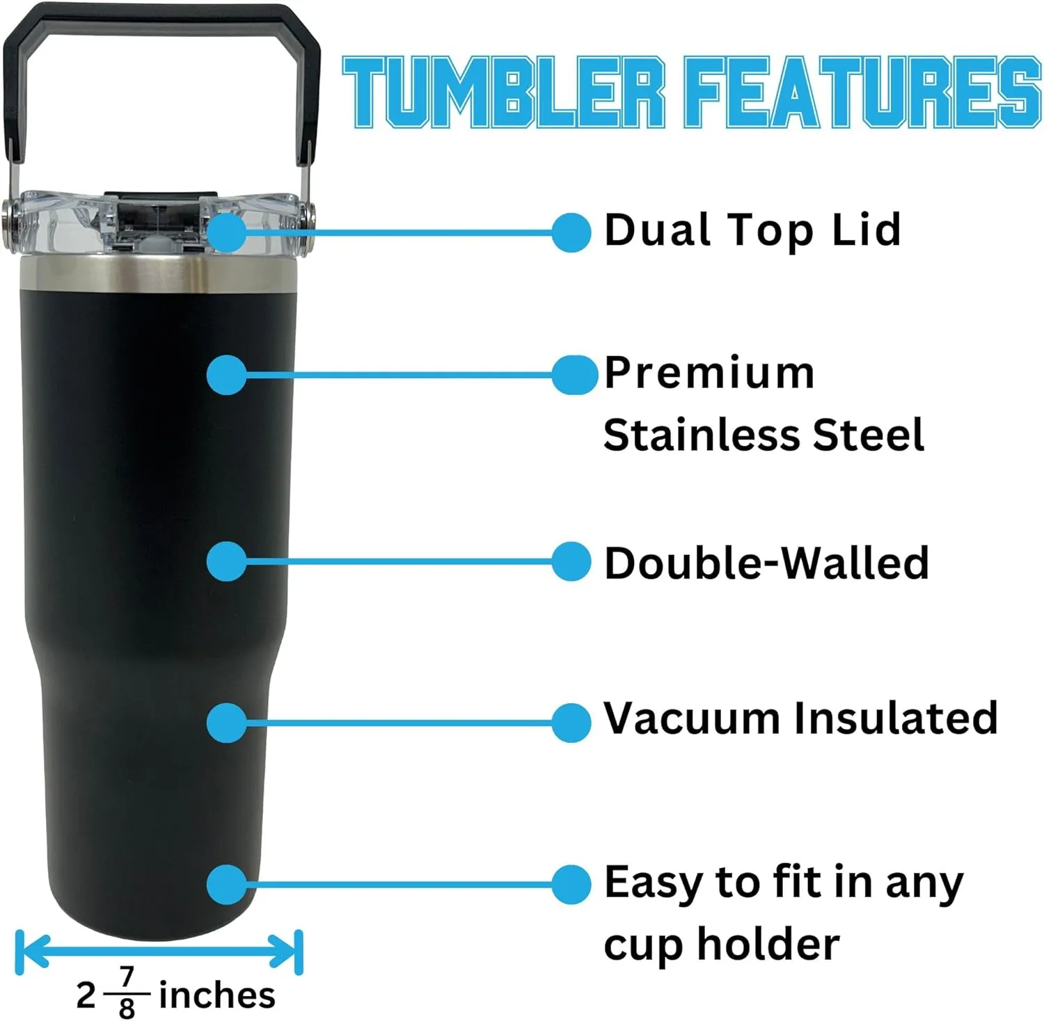 32 oz Collegiate Stainless Steel Tumbler - Double Walled Insulated Water Bottle with Top Handle (Arizona)