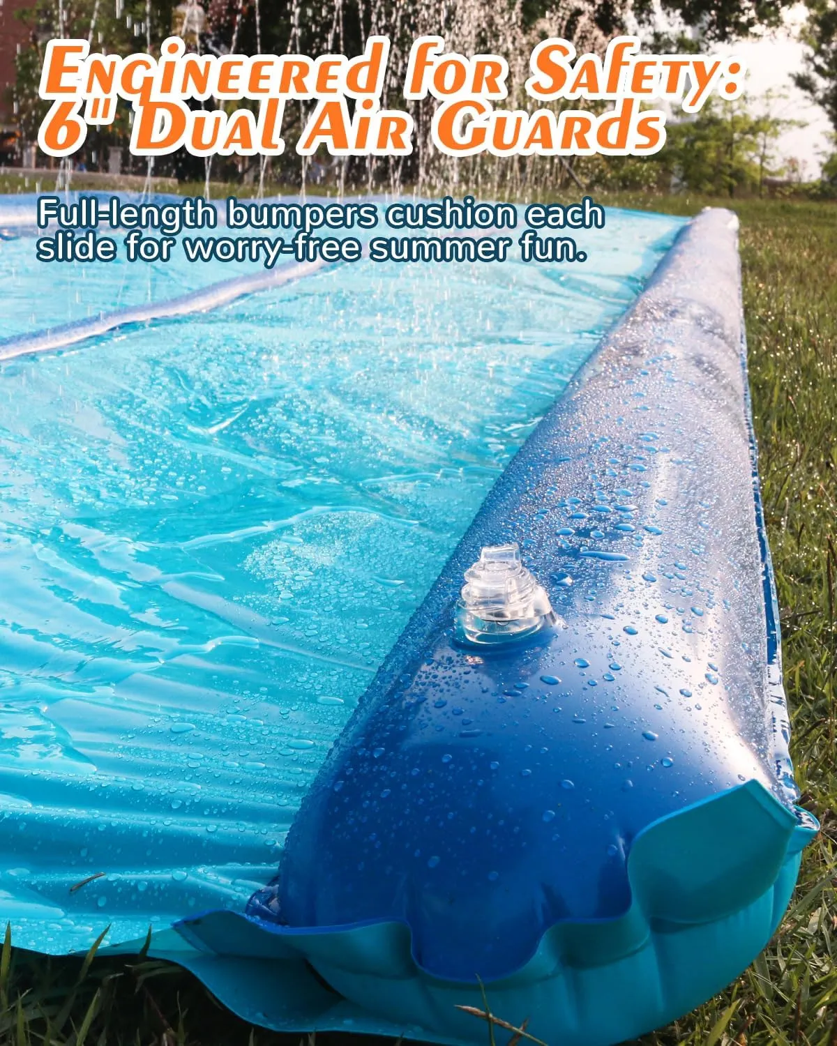 32ft Slip and Water Slide for Kids and Adults Backyard,2 Lanes Extra Long Inflatable Slip and Water Slide with Sprinkler and Bodyboards,Heavy Duty Summer Outdoor Water Toy,Blue Shark Theme