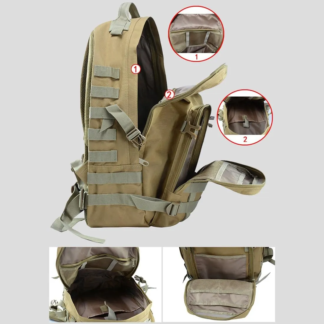 41L Military Tactical Backpack For Men Camping Hiking Trekking Daypack Rucksack Bag MOLLE 3 Day Assault Pack (Jungle Camouflage)