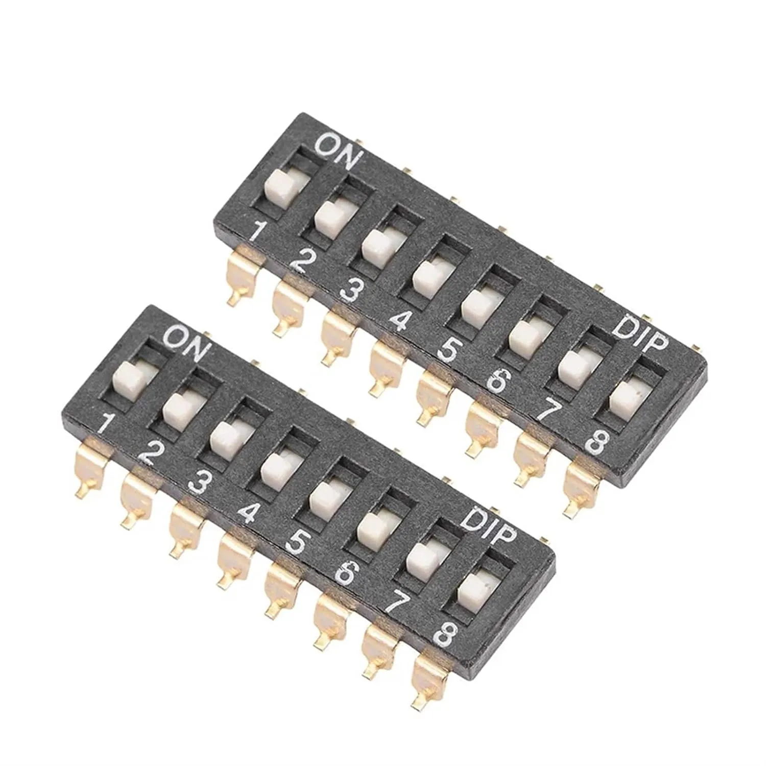 5 Pcs Slide Type SMT SMD Dip Switch 2.54mm Pitch 1P 2P 3P 4P 5P 6P 8 Pin Positions Way Snap Switchs Black(8P)