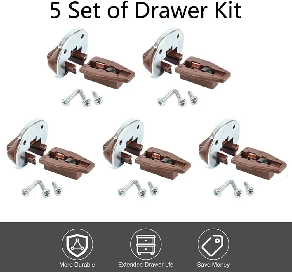 5 Sets Plastic Drawer Track Guides Kit, for Kenlin Rite-Trak II Practical Drawer Slides Guides Replacement Parts for Center Mount Drawer Dresser Drawer Enhance & Fix Accessories, Set A