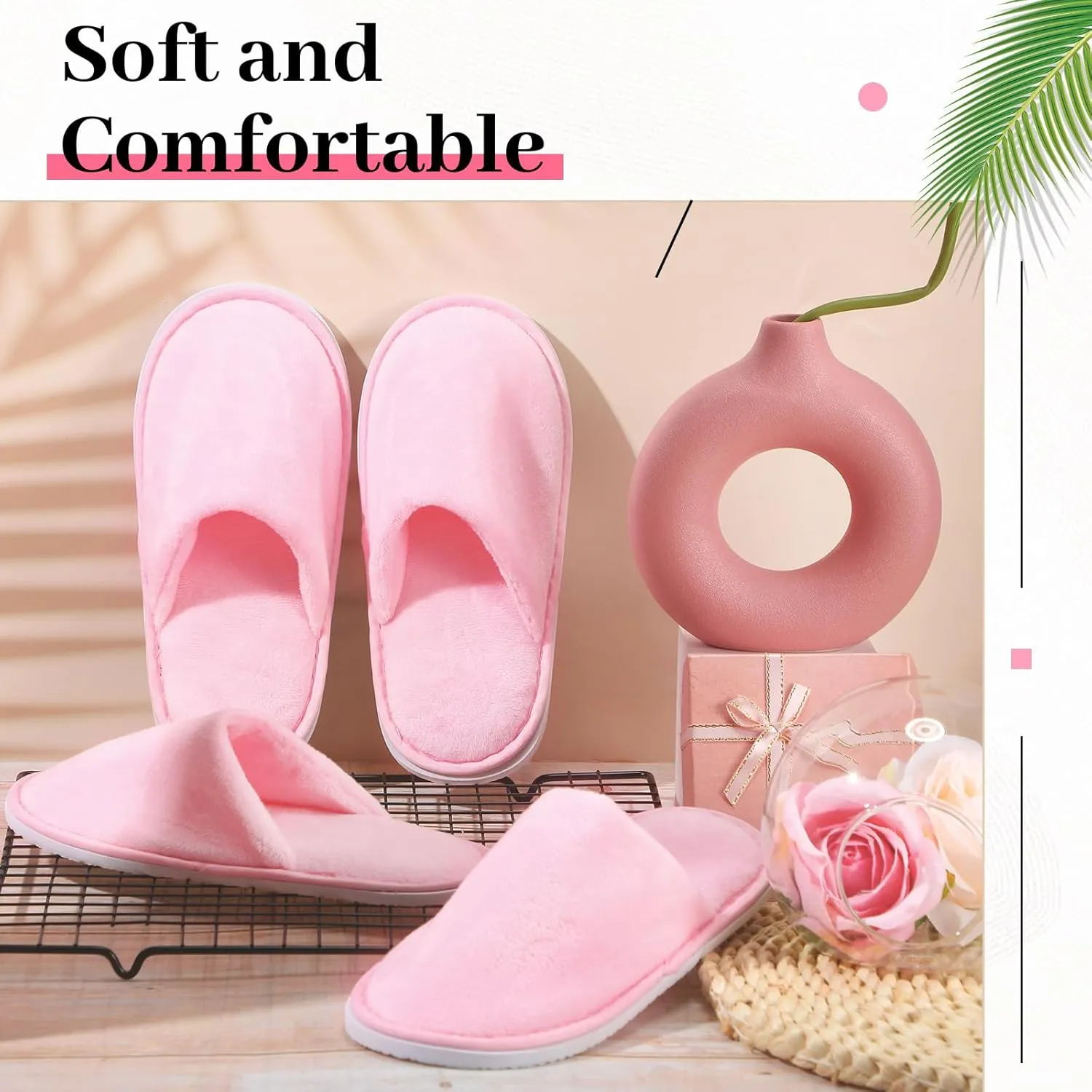 6 Pairs Kids Disposable Slippers Non Slip Closed Toe Spa Slippers Comfortable House Spa Indoor Outdoor for 4-12 Years Old Boys Girls Party Hotel Travel(Pink,Small)
