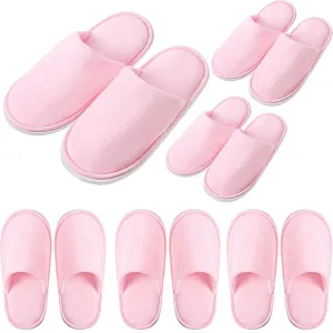 6 Pairs Kids Disposable Slippers Non Slip Closed Toe Spa Slippers Comfortable House Spa Indoor Outdoor for 4-12 Years Old Boys Girls Party Hotel Travel(Pink,Small)