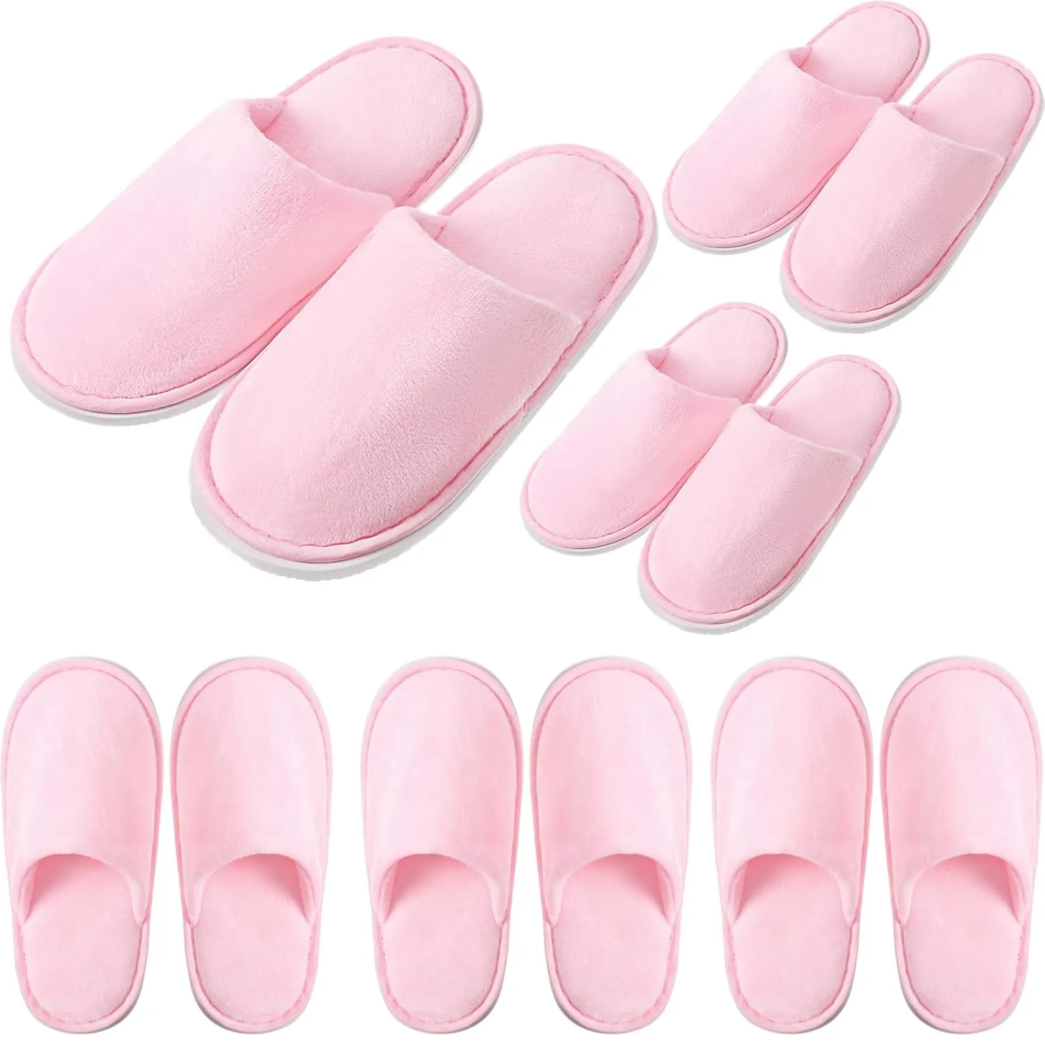 6 Pairs Kids Disposable Slippers Non Slip Closed Toe Spa Slippers Comfortable House Spa Indoor Outdoor for 4-12 Years Old Boys Girls Party Hotel Travel(Pink,Small)