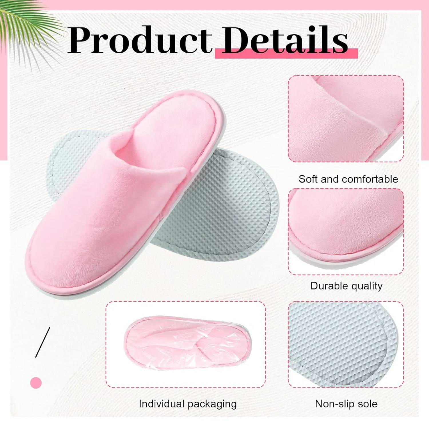 6 Pairs Kids Disposable Slippers Non Slip Closed Toe Spa Slippers Comfortable House Spa Indoor Outdoor for 4-12 Years Old Boys Girls Party Hotel Travel(Pink,Small)