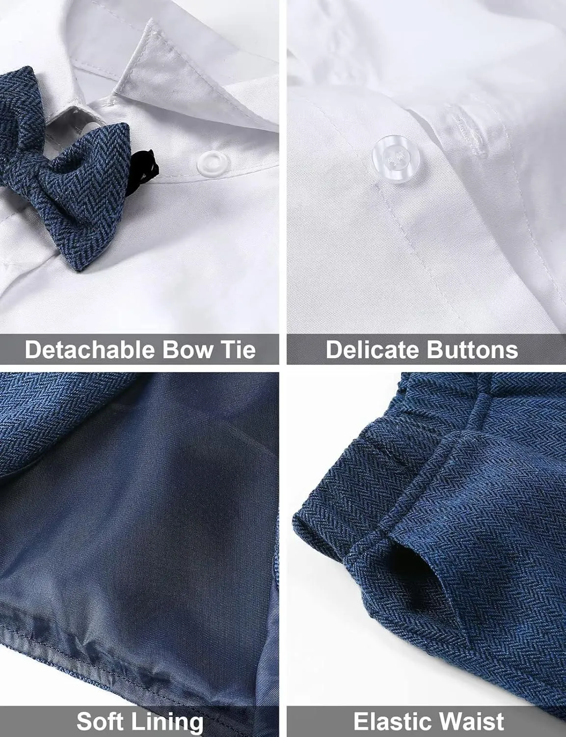A&J DESIGN 5pcs Baby & Toddler Suit, 12 Months - 6 Years, Shirt & Shorts & Vest & Bow Tie