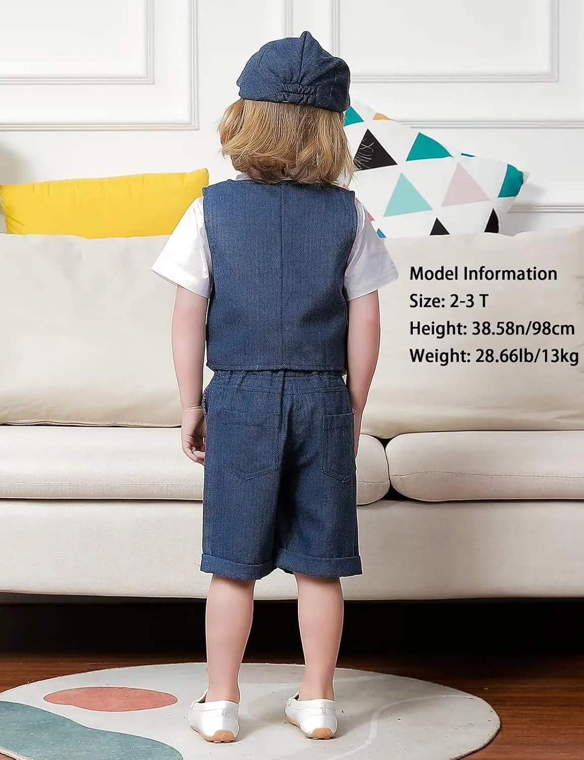 A&J DESIGN 5pcs Baby & Toddler Suit, 12 Months - 6 Years, Shirt & Shorts & Vest & Bow Tie