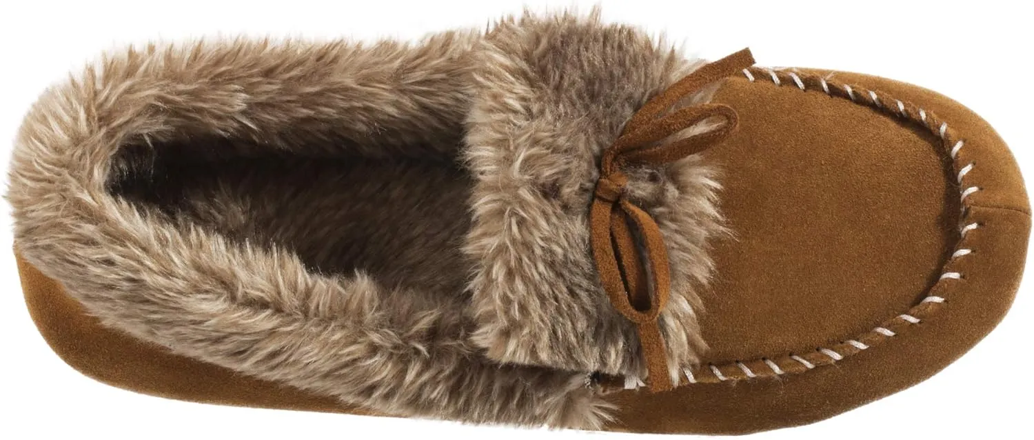 Acorn Women's Cozy Faux Fur Moc Slipper with memory foam and plush suede upper