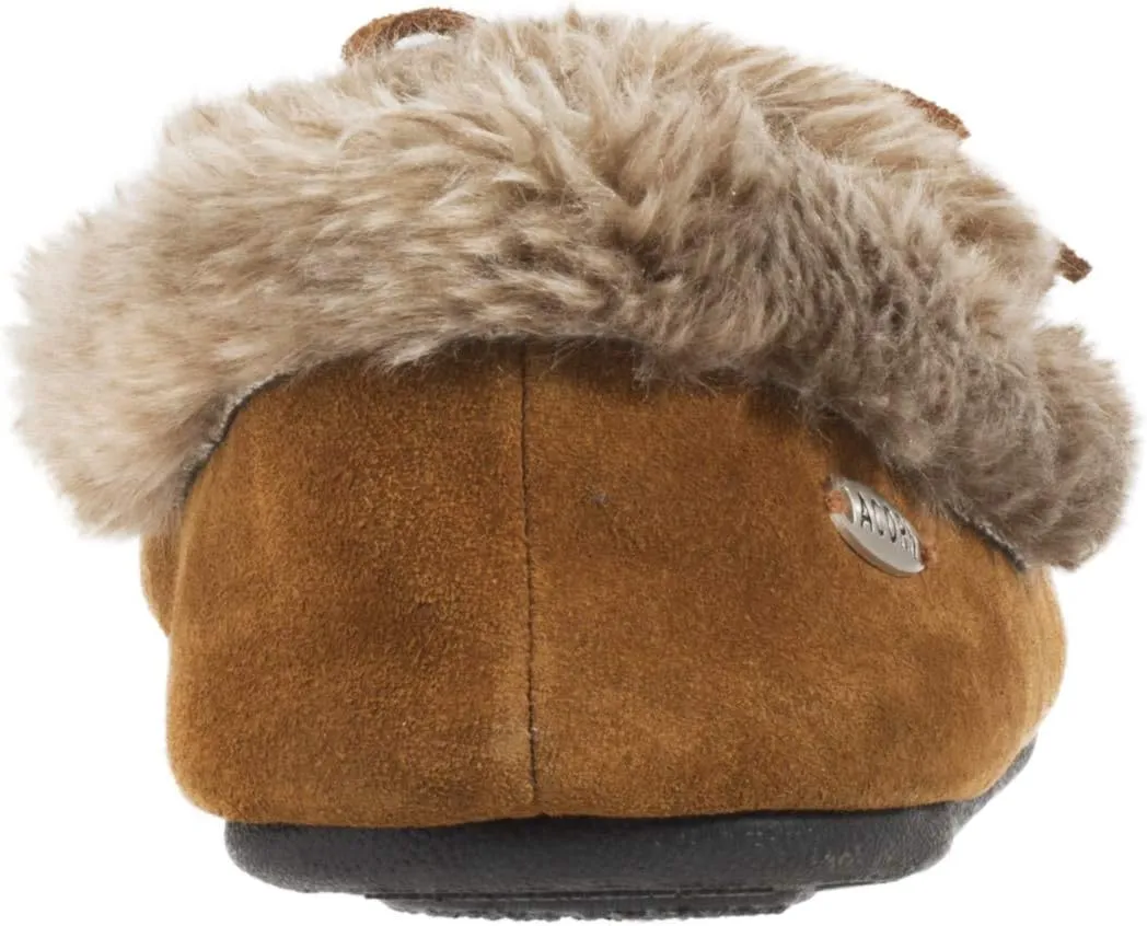 Acorn Women's Cozy Faux Fur Moc Slipper with memory foam and plush suede upper