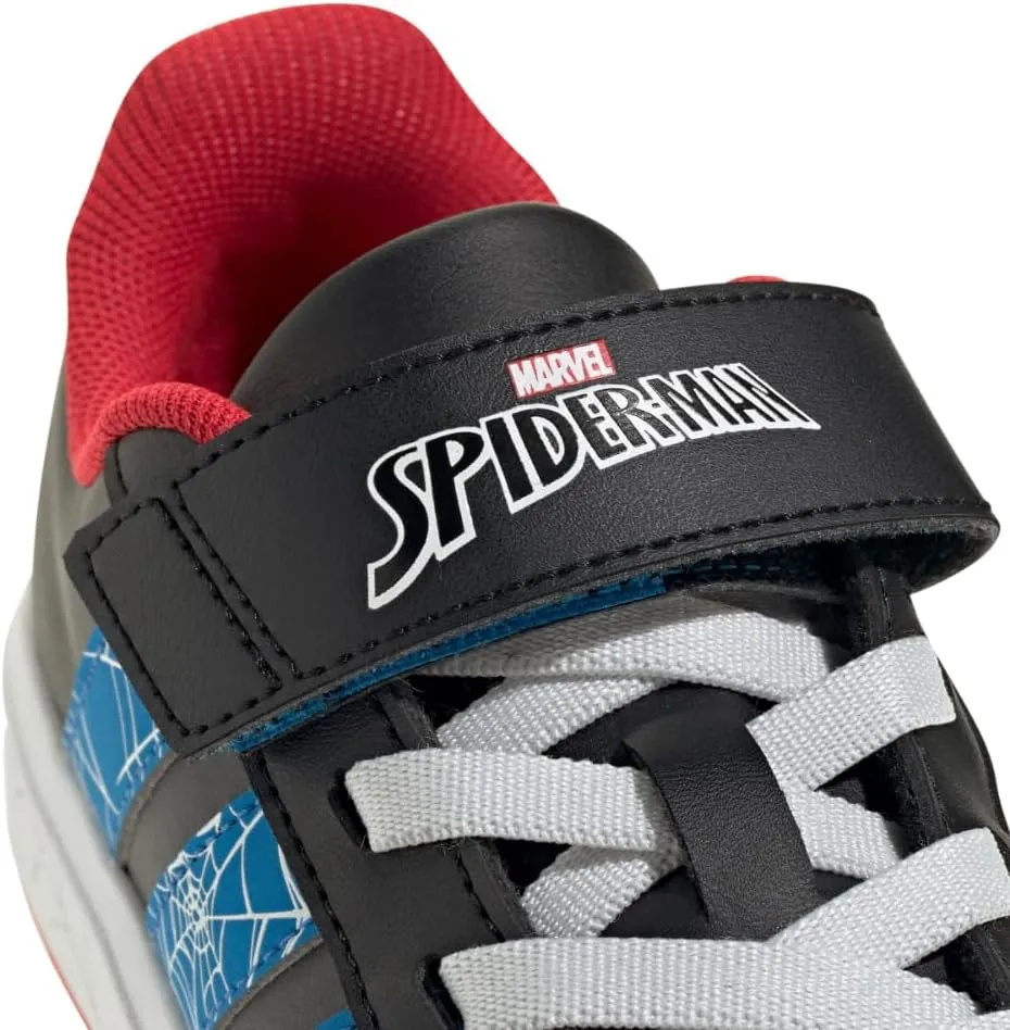 adidas Unisex-Child Marvel Grand Court Elastic Lace & Strap Sneaker