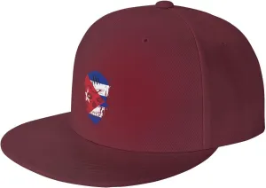 Adjustable Creative Cuba Patriot Skull National Flag Snapback Hat for Men Women Baseball Cap Dad Hats