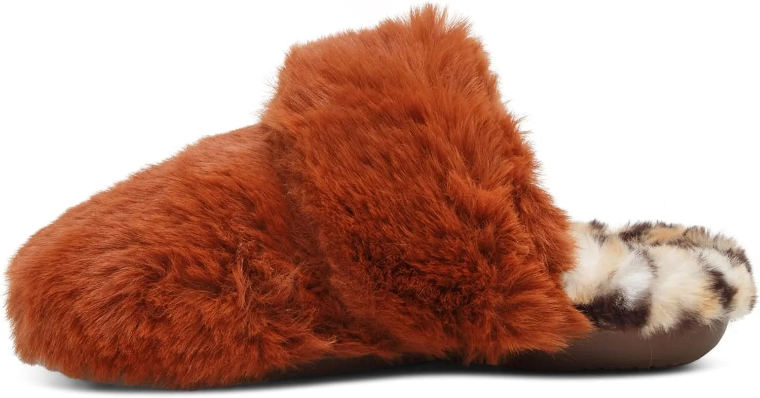 Aetrex Misty Orthopedic Fluffy Slippers - Womens Slippers Adjustable Crossed Straps Arch Support Memory Foam