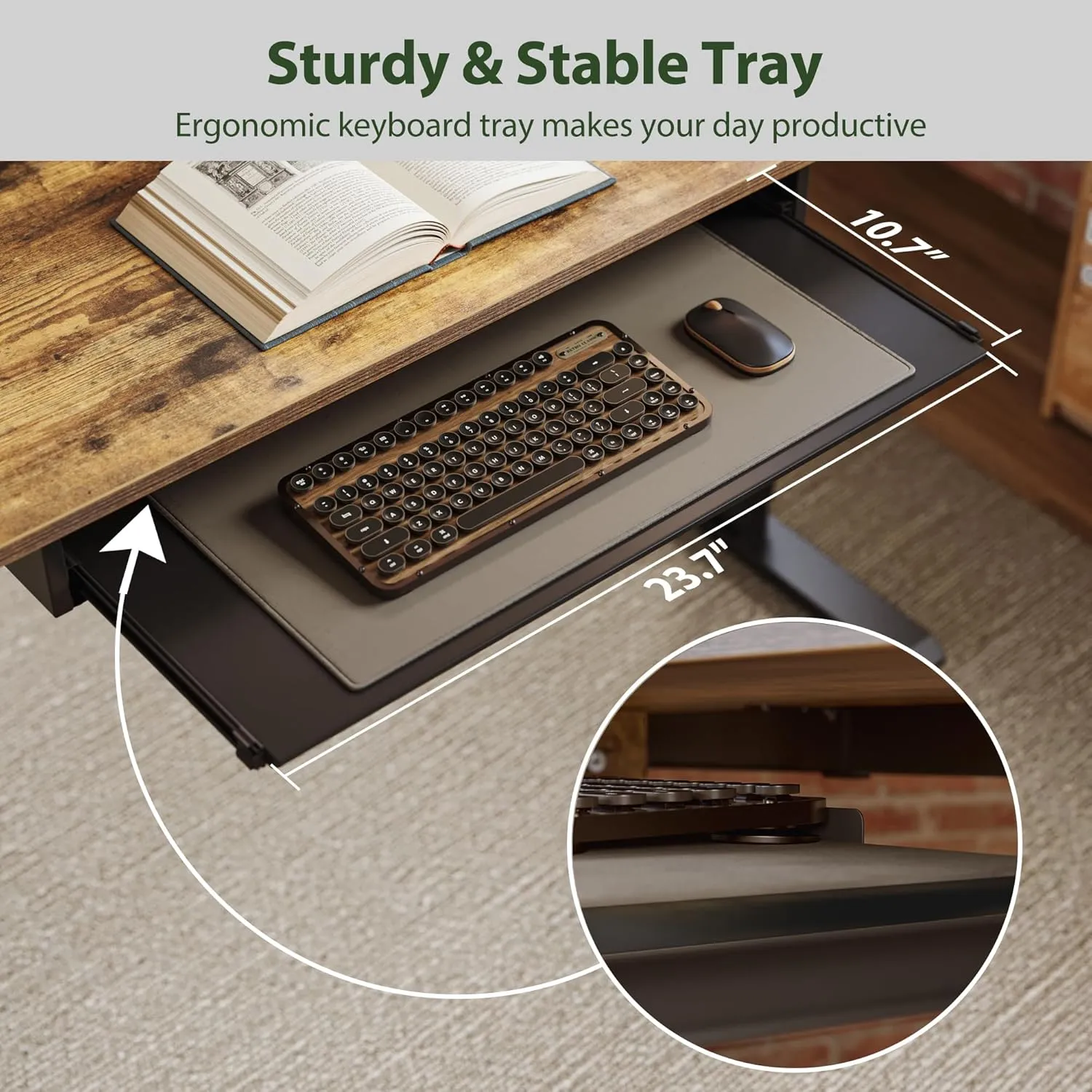 Agilestic Height Adjustable Desk with Keyboard Tray, 48 x 24 Inches Electric Standing Desk, Stand up Computer Table with Memory Preset, Modern Lift Motorized Gaming Workstation, Rustic Brown