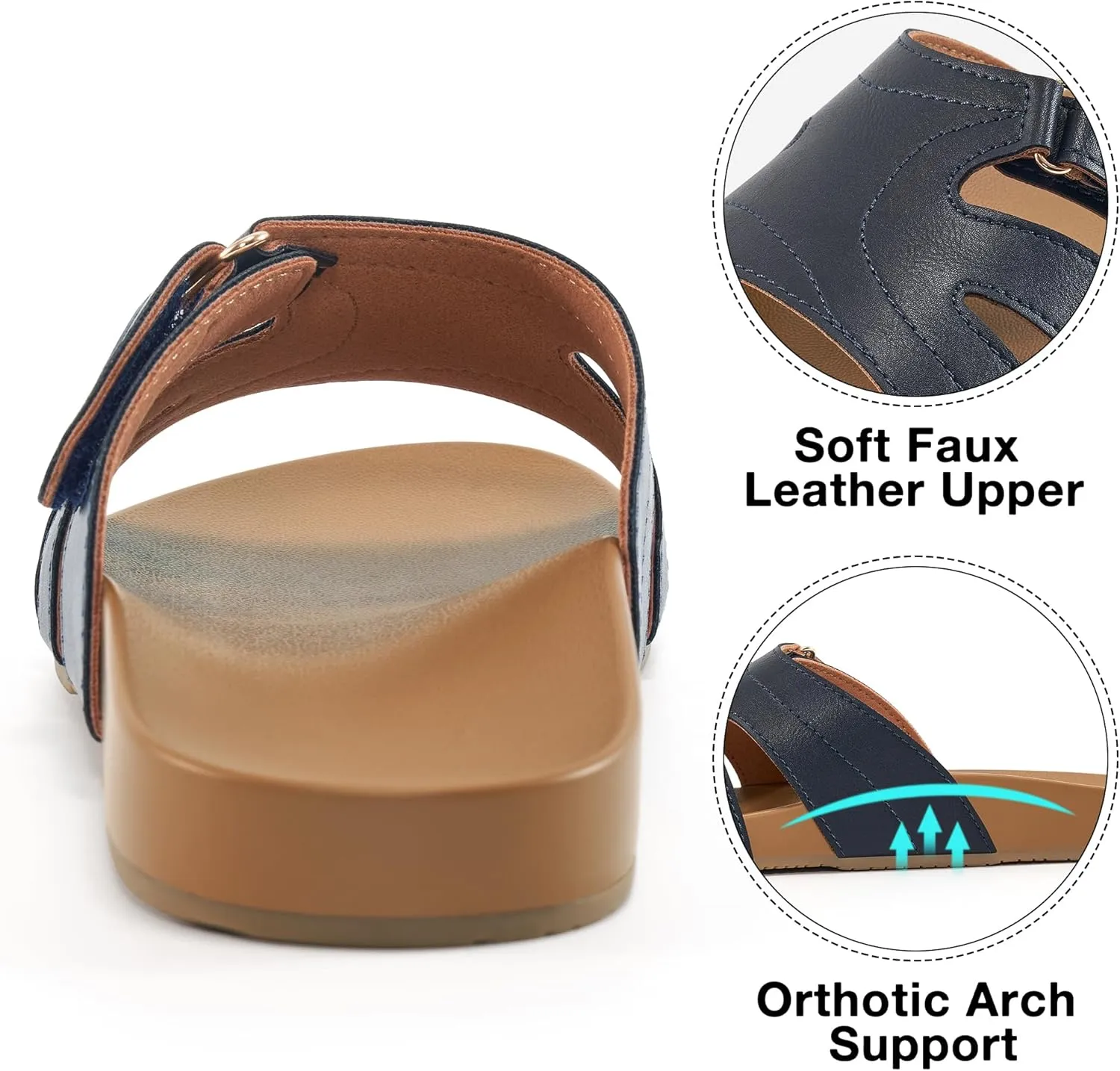 Alicegana Slides for Women orthopedic Sandals: Comfortable Summer Slip on Shoes Arch Support Walking Flat Slippers