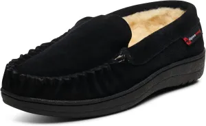 Alpine Swiss Yukon Mens Suede Shearling Slip On Moccasin Slippers Black 10 M US