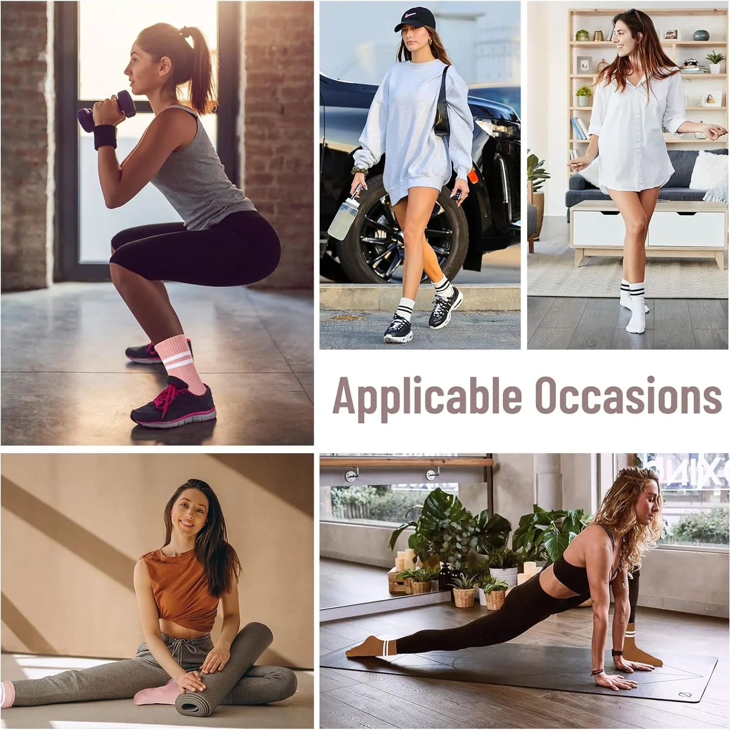 American Trends Pilates Socks with Grips for Women Yoga & Barre - Non Slip