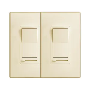 Amico Dimmer Light Switch, Single-Pole or 3-Way Slide Dimmer Switches for Led Lights, Suitable for 150W Dimmable LED/CFL Lights and 600W Incandescent/Halogen, Wall Plate Included, Ivory, 2 Pack