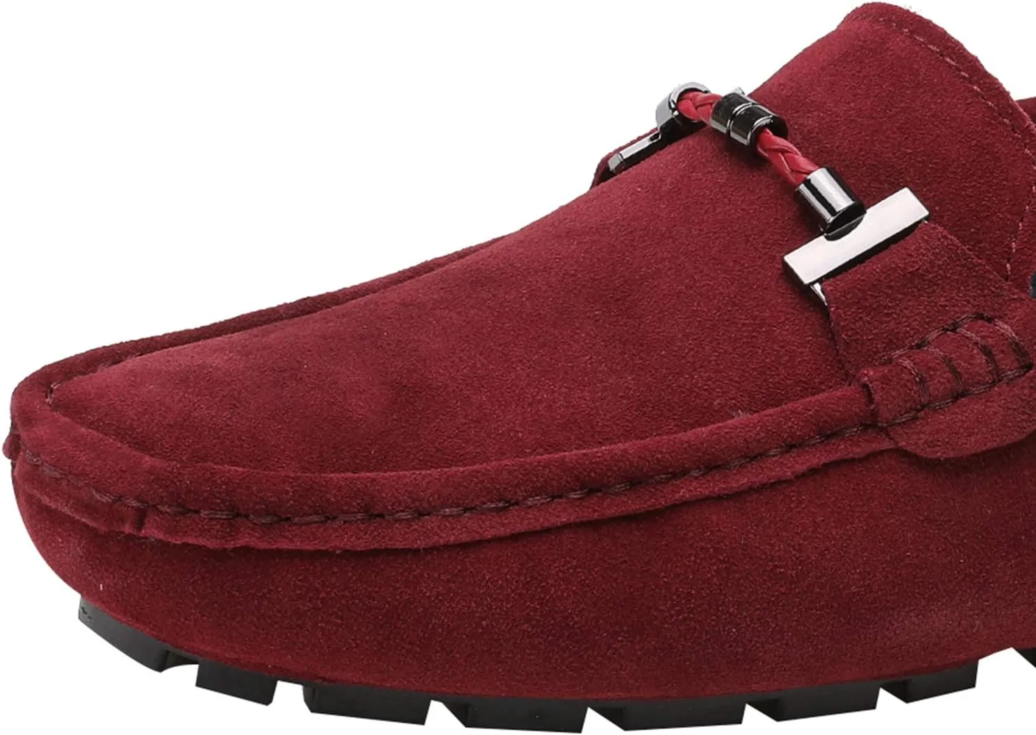 ANUFER Mens Elegant Buckle Loafers Comfort Suede Driving Shoes Stylish Moccasin Slippers