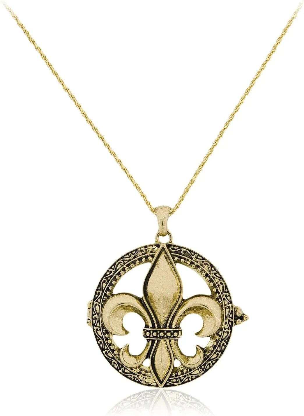 Artisan Owl Fleur De Lis Magnifying Glass Sliding Top Pendant Necklace, 30"
