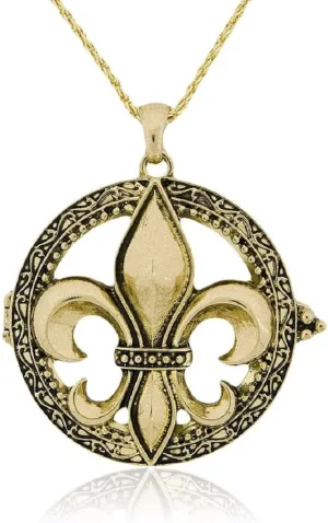 Artisan Owl Fleur De Lis Magnifying Glass Sliding Top Pendant Necklace, 30"