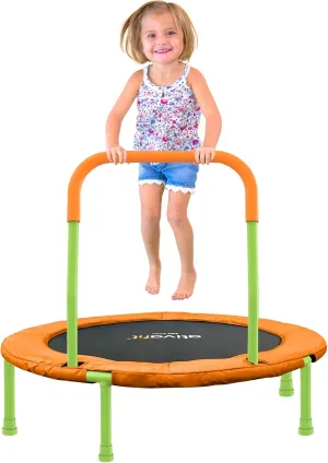 Ativafit 36inch Mini Toddler Trampoline for Kids Ages 1-6 Indoor Outdoor Folding Small Rebounder Trampoline with Foam Handle Safety Padded Cover Fun for Kids