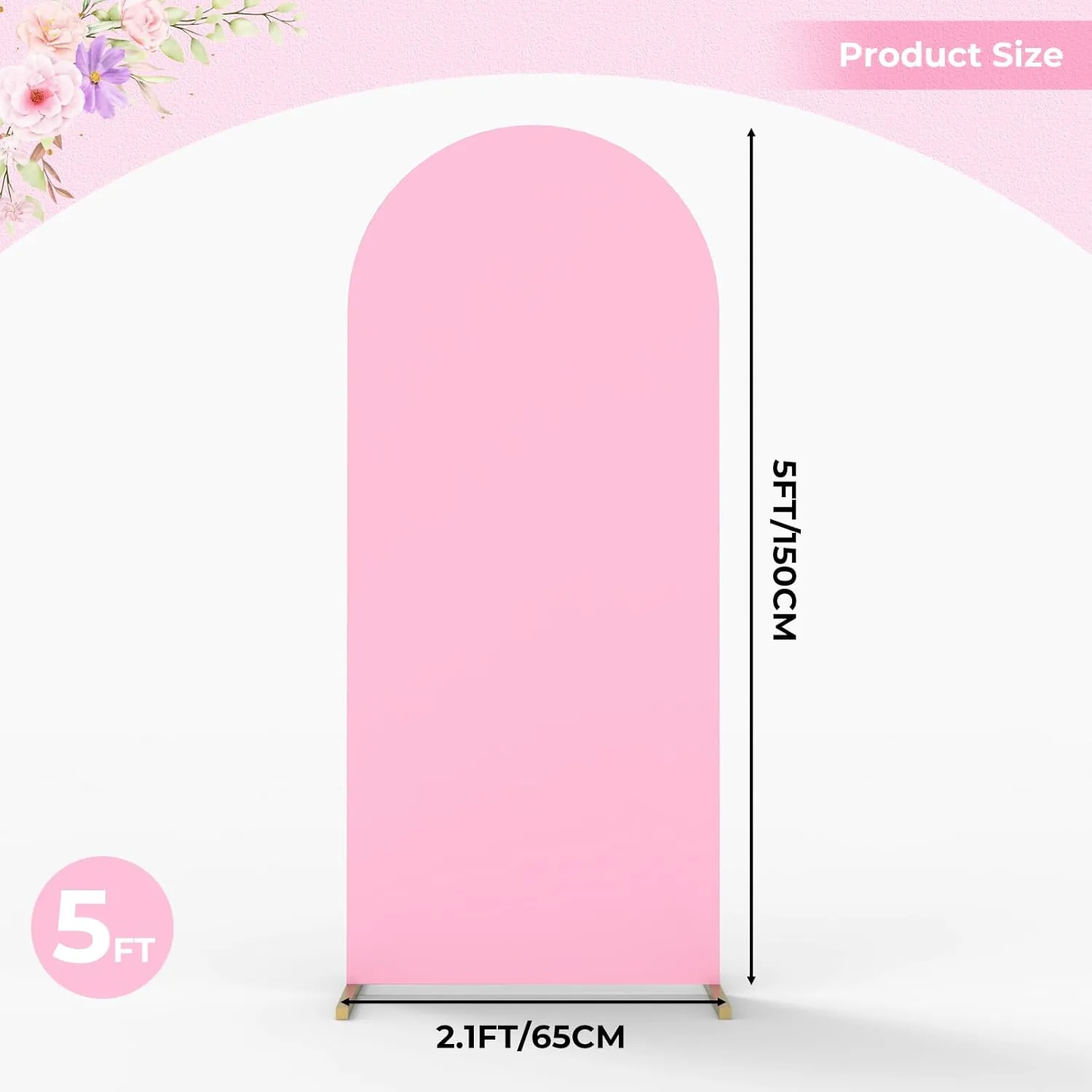 Babenest 5Ft Pink Wedding Arch Cover, Spandex Fitted Backdrop for Photography, Round Top Chiara Stand for Party Ceremony Birthday Baby Shower Anniversary Decoration