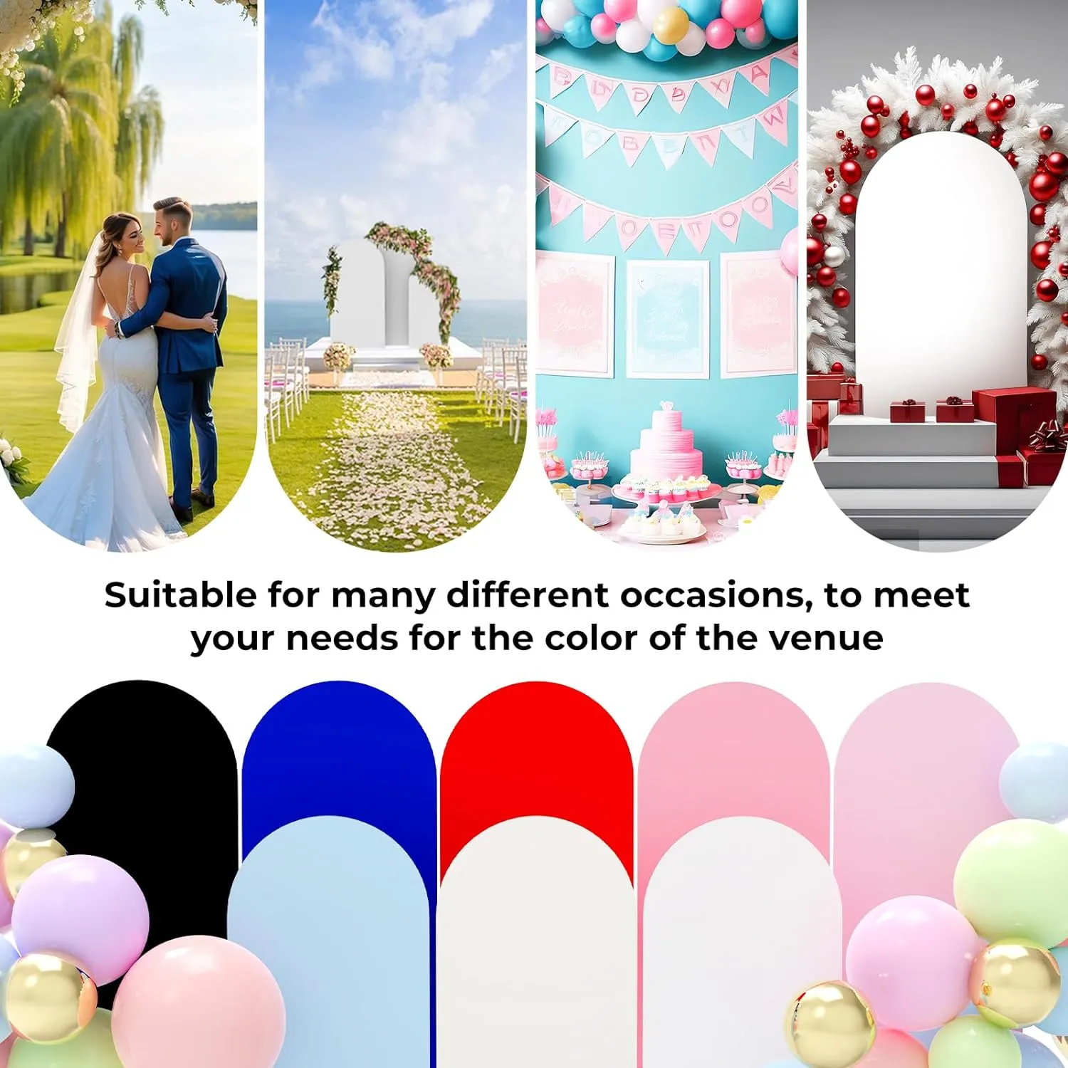 Babenest 5Ft Pink Wedding Arch Cover, Spandex Fitted Backdrop for Photography, Round Top Chiara Stand for Party Ceremony Birthday Baby Shower Anniversary Decoration