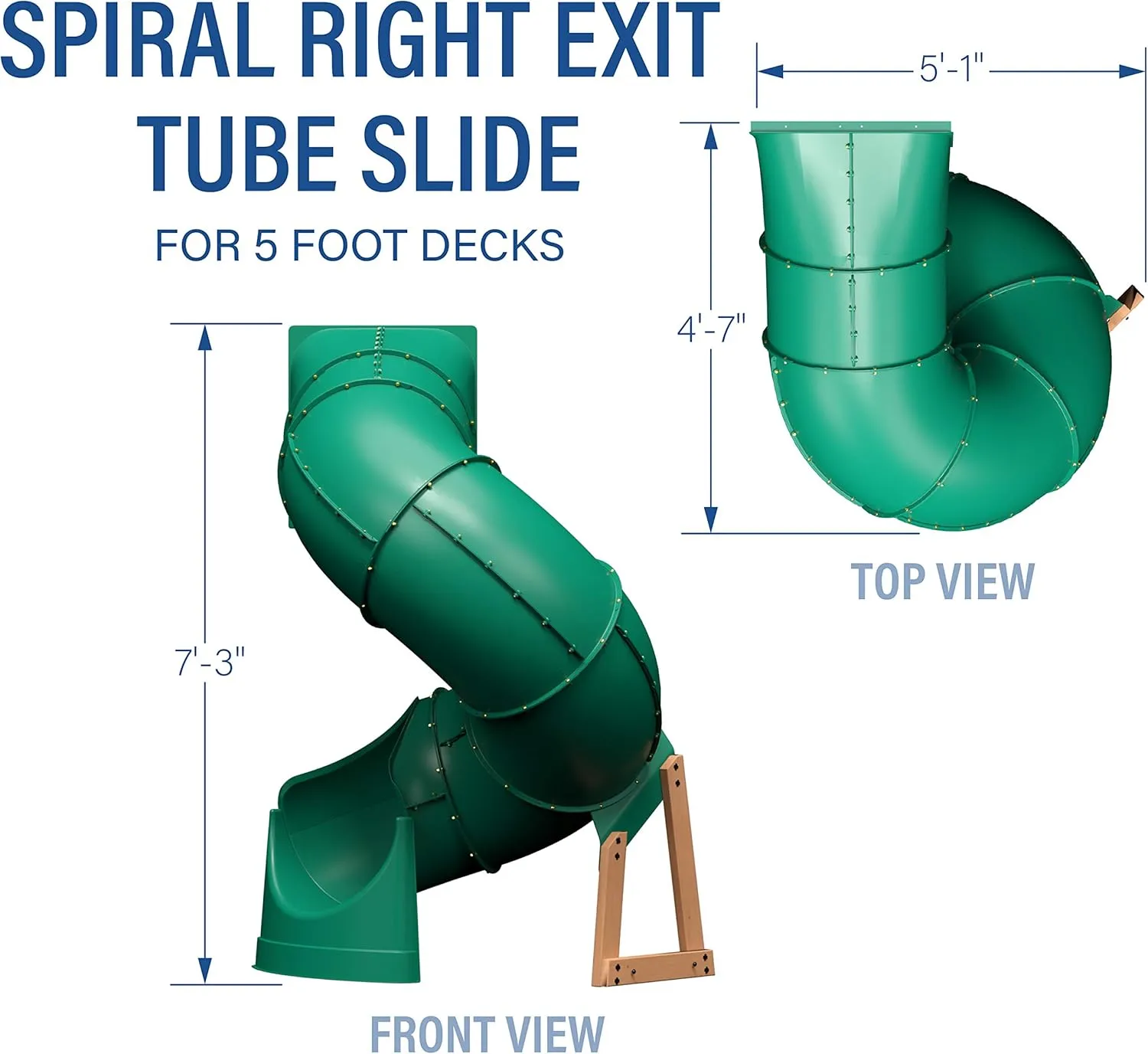 Backyard Discovery Tall Spiral Tube Slide - Right Exit, Green - Mounts To 5 Ft. Deck Height