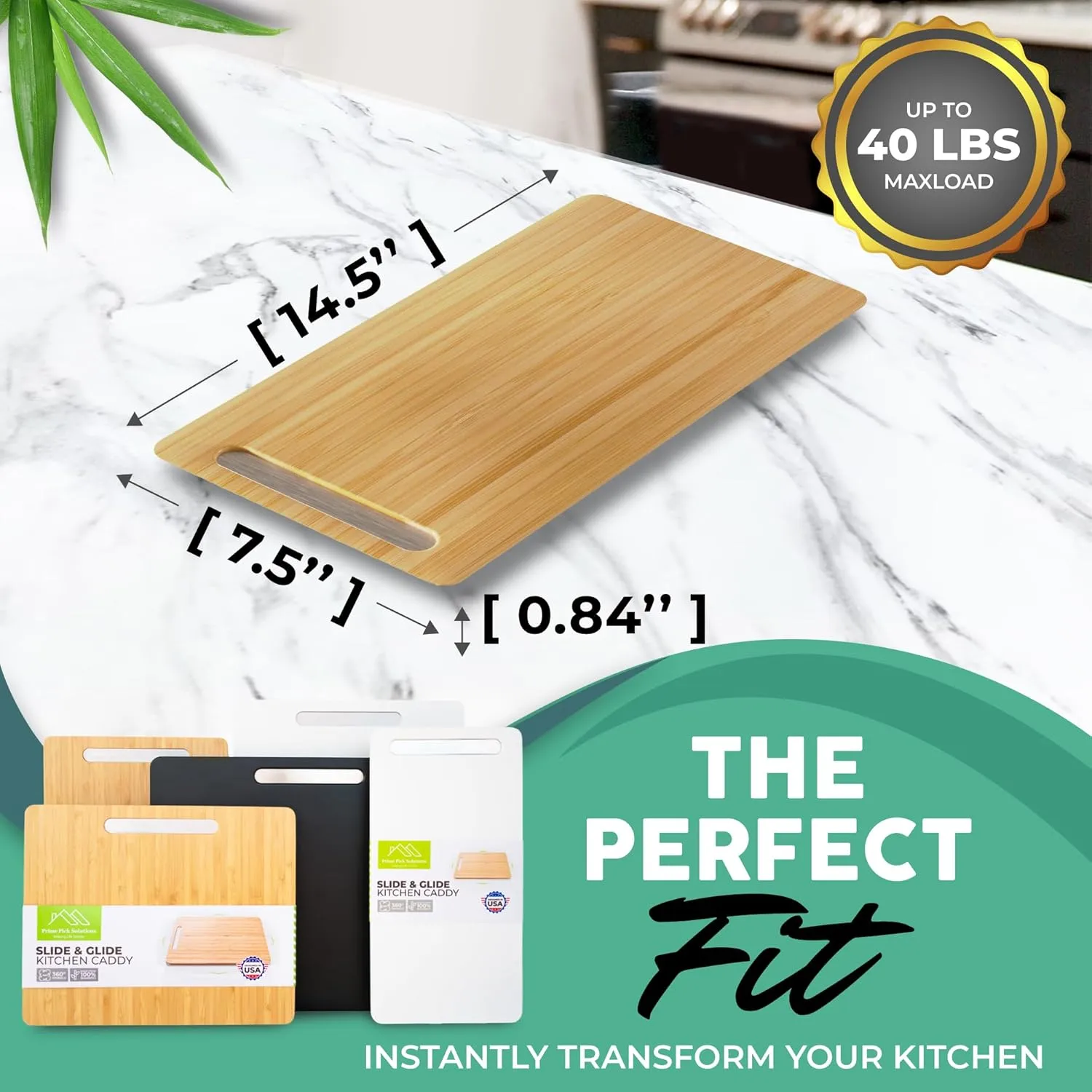 Bamboo Countertop Appliance Slider with 360' Wheels - Appliance Sliding Tray for Coffee Maker & Heavy Kitchen Appliances - Bamboo Rolling Tray, (7.5"x14.5" Natural)