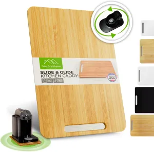 Bamboo Countertop Appliance Slider with 360' Wheels - Appliance Sliding Tray for Coffee Maker & Heavy Kitchen Appliances - Bamboo Rolling Tray, (7.5"x14.5" Natural)