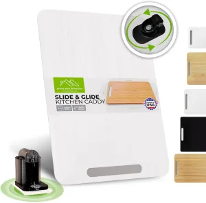 Bamboo Countertop Appliance Slider with 360 Wheels - Rolling Tray for Coffee Maker & Heavy Appliances - Bamboo, White (7.5"x14.5")