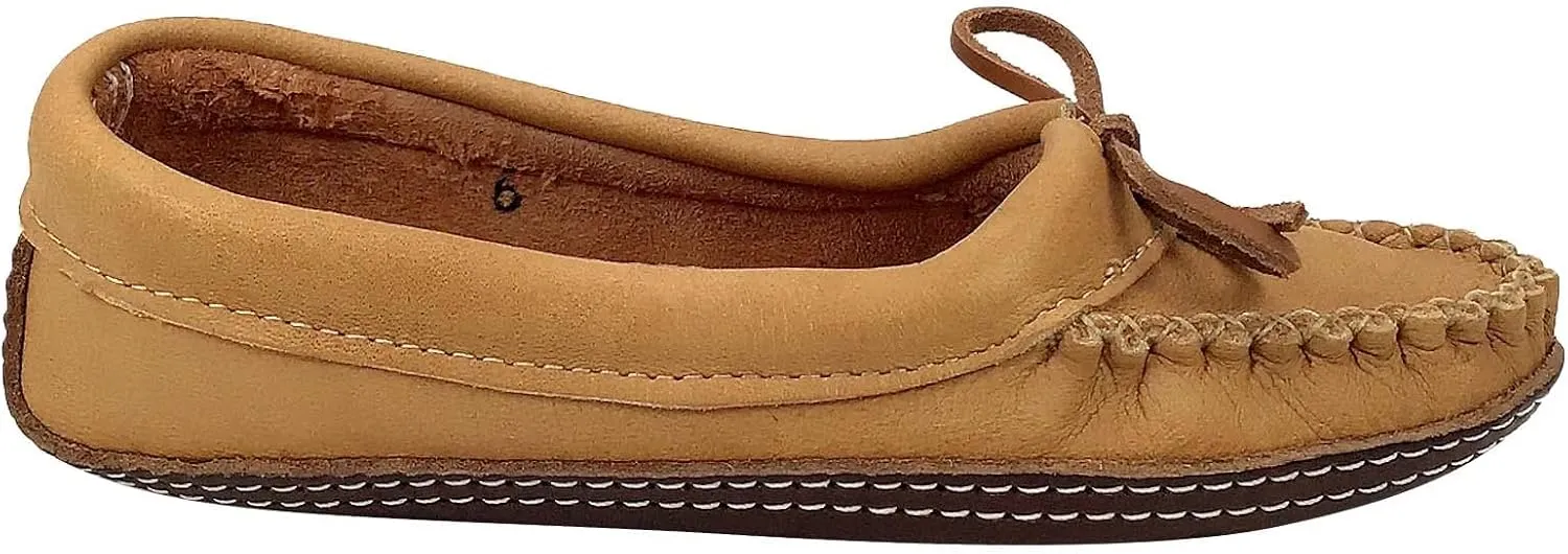 Bastien Industries Women's Moose Hide Leather with Heavy Oil Tan Sole Ballet Earthing Moccasins