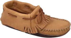 Bastien Industries Women's Moose Hide Leather with Heavy Oil Tan Sole Fringed Earthing Moccasins
