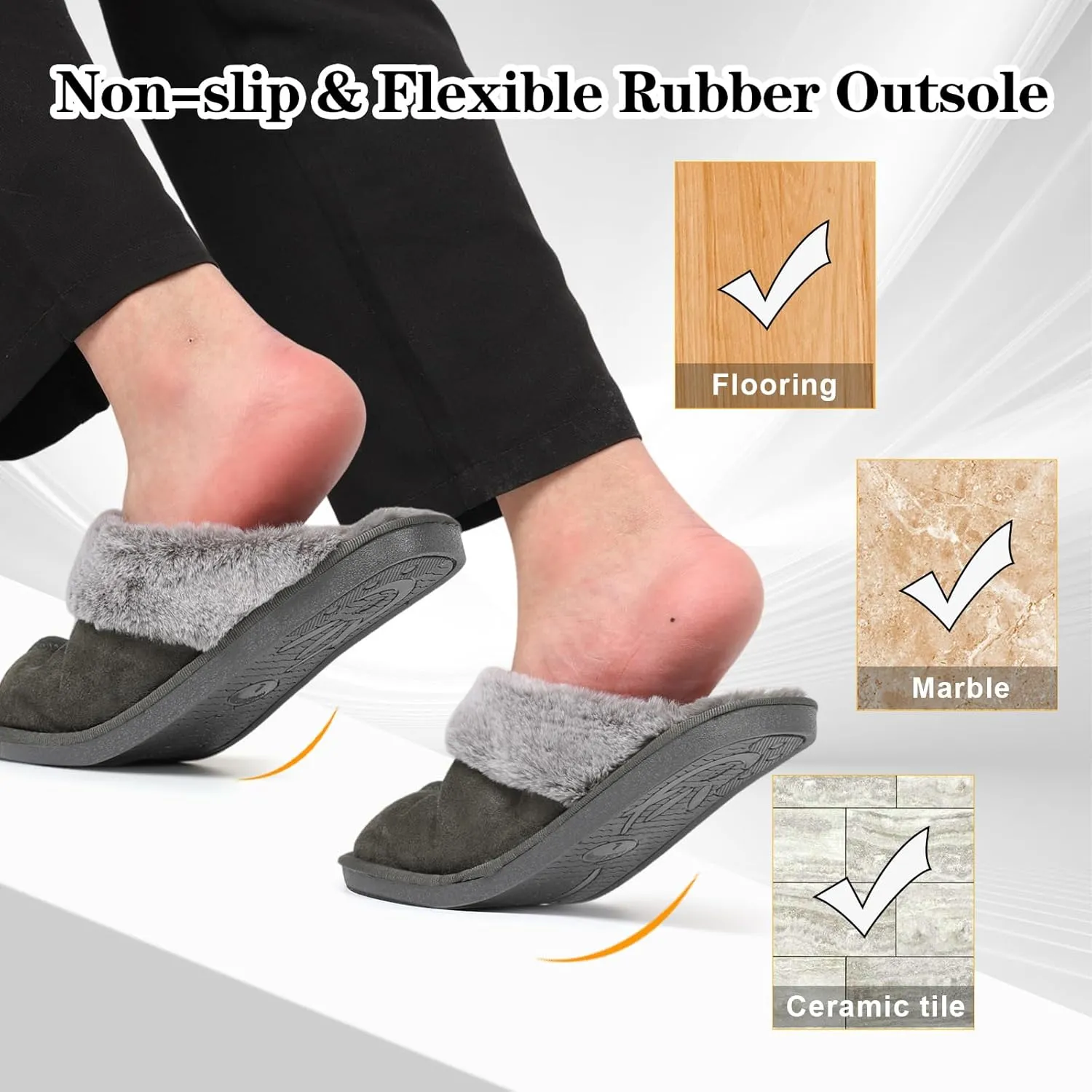 Besroad Mens Slippers Memory Foam House Slippers Warm Fuzzy Bedroom Slide House Shoes Indoor Outdoor Scuff