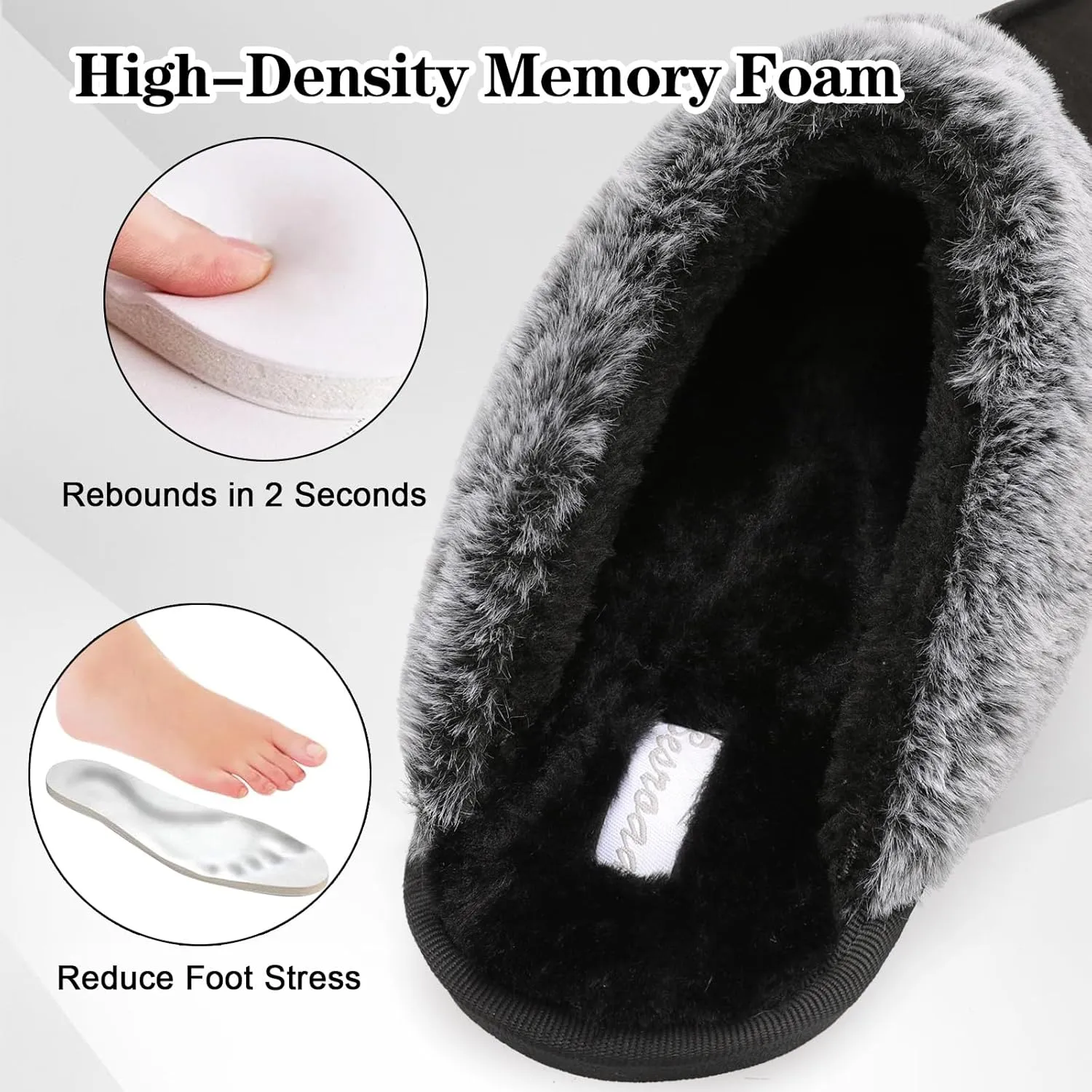Besroad Mens Slippers Memory Foam House Slippers Warm Fuzzy Bedroom Slide House Shoes Indoor Outdoor Scuff