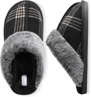 Besroad Mens Slippers Memory Foam House Slippers Warm Fuzzy Bedroom Slide House Shoes Indoor Outdoor Scuff