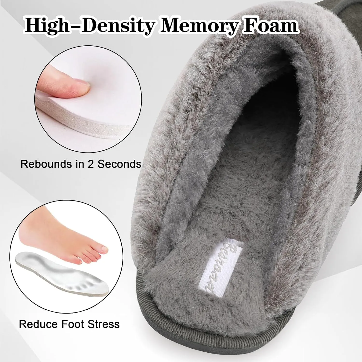 Besroad Mens Slippers Memory Foam House Slippers Warm Fuzzy Bedroom Slide House Shoes Indoor Outdoor Scuff